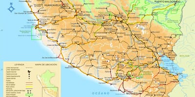 નકશો દક્ષિણ પેરુમાં